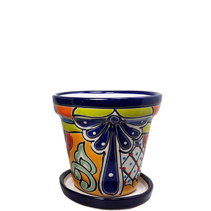 mexicaanse overpot 14 cm met onderbord