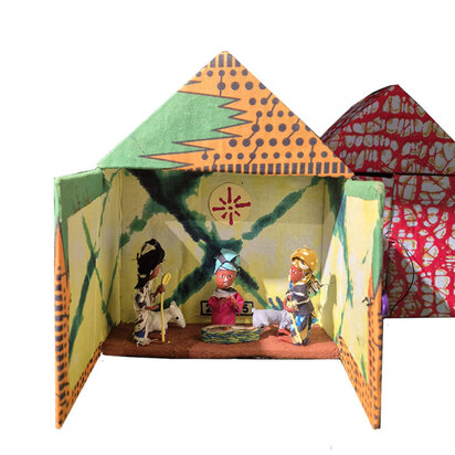 binnenkant doos kerstgroep oeganda