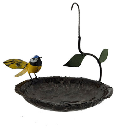 voederschaal rond met koolmees