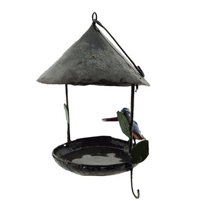 voederschaal rond met ijsvogel