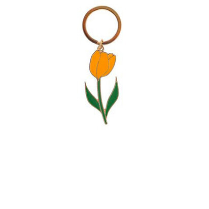 Sleutelhanger gele tulp metaal