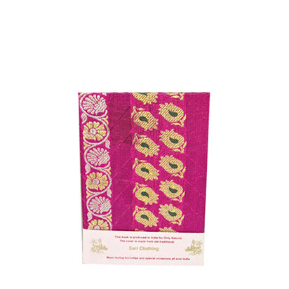 Sari notebook M fuchsia bloemen