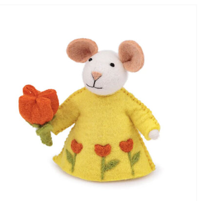 Muis met tulp geel