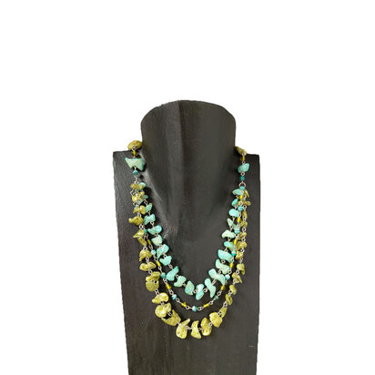Ketting groen schelp en glas