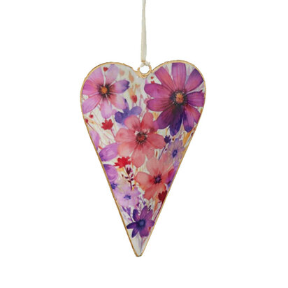 Hart aquarel paarse bloemen