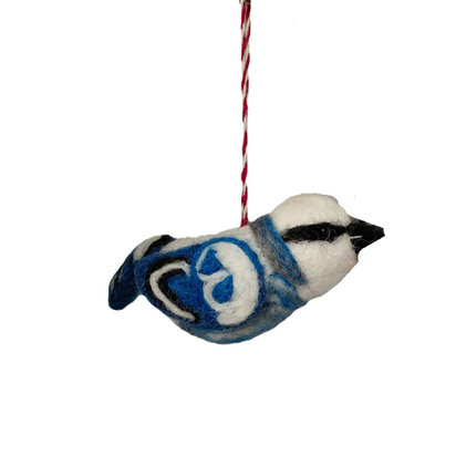 Vogel blauw wit vilt