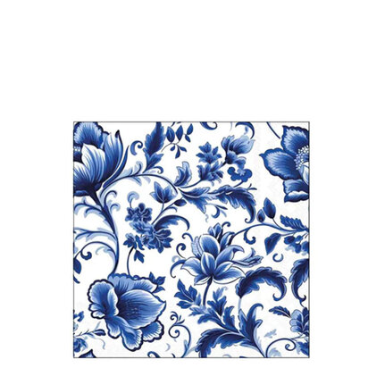 Servetten Delft blue florals 25 cm