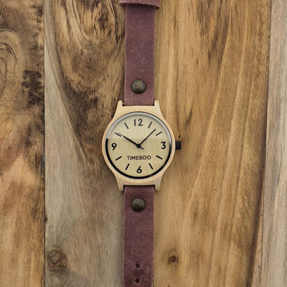 Horloge M aubergine klokje