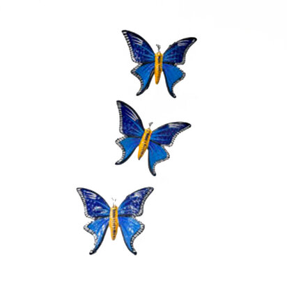 Drie vlinders keramiek diamant blauw