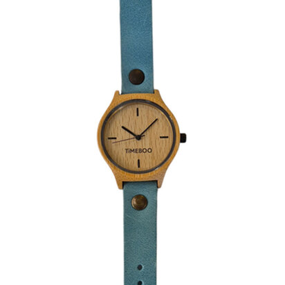 Horloge bamboe M aqua