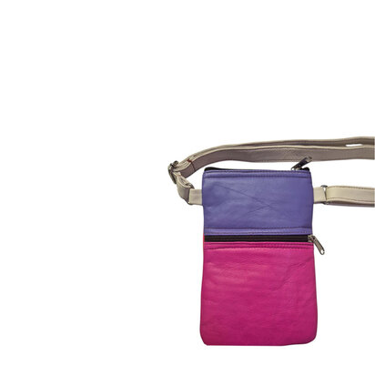 Telefoontasje fuchsia lila schapenleer