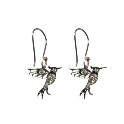 Oorhangers zilver kolibri