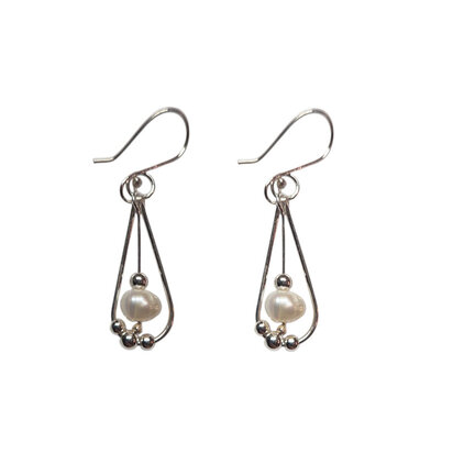 Oorhangers zilver parel