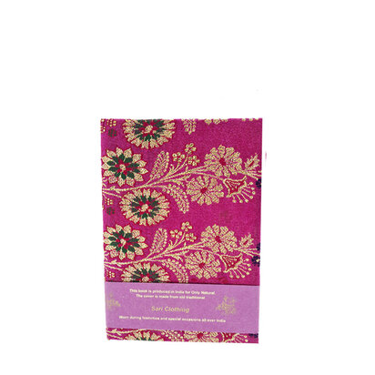 Sari notebook M fuchsia bloemen