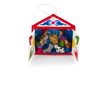 Hangende kerstgroep in luciferdoosje