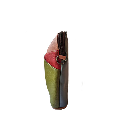 schoudertas-olijf-cerise-roze-zijkant