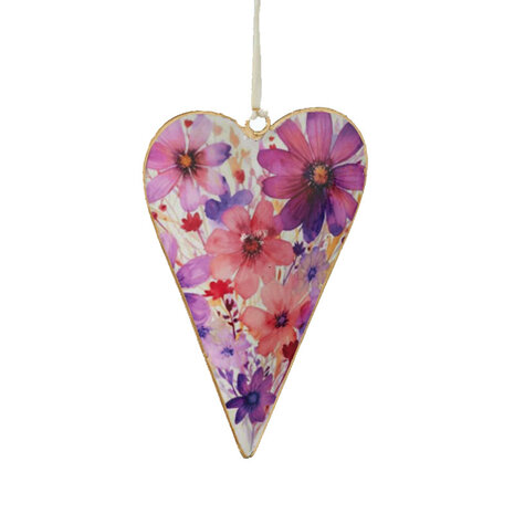 Hart aquarel paarse bloemen