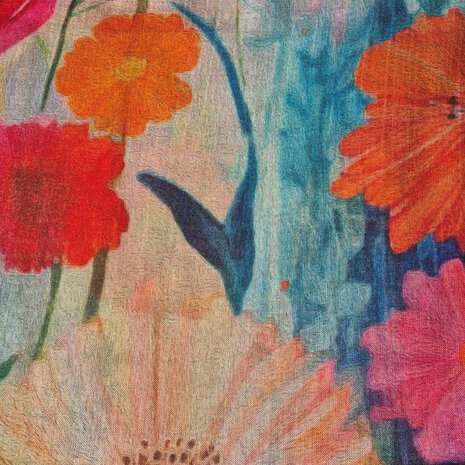 Sjaal zijde klaprozen detail 2
