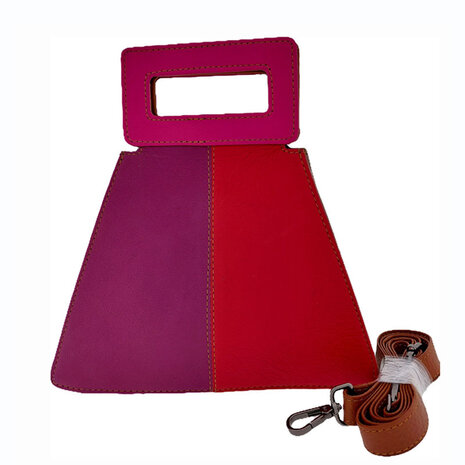 Tas restleer rood/roze