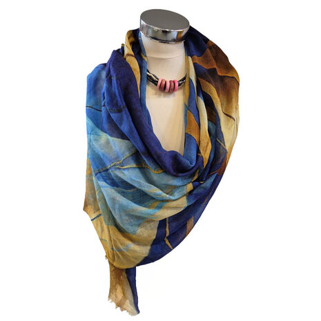 Sjaal wol blauw beige