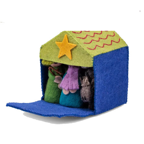 Kerstgroep vilt multicolor huis