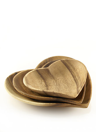 Schaal hout hart plat 20 cm