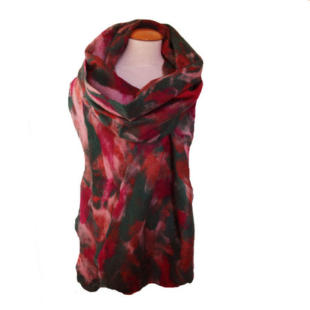 Sjaal vilt groen roze fuchsia