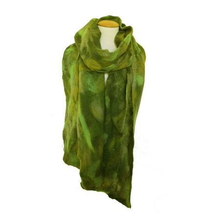 Sjaal gevilt op chiffon groen grijs
