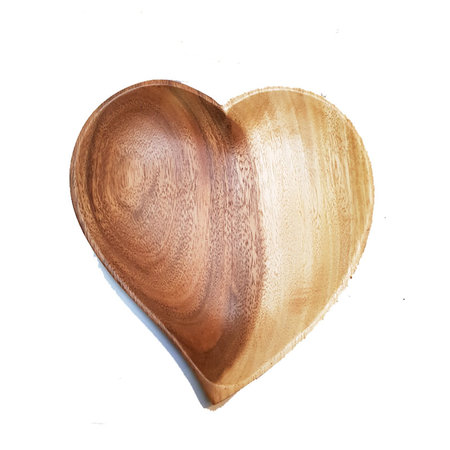Schaal hout hart plat 20 cm