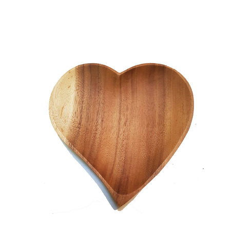 Schaal hout hart plat 17 cm