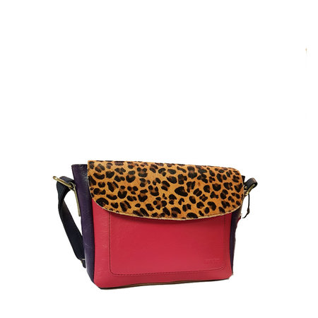 Soruka schoudertas fuchsia met print
