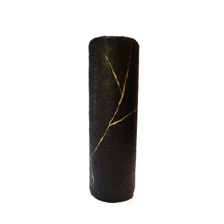 Vaas papier mache zwart goud L