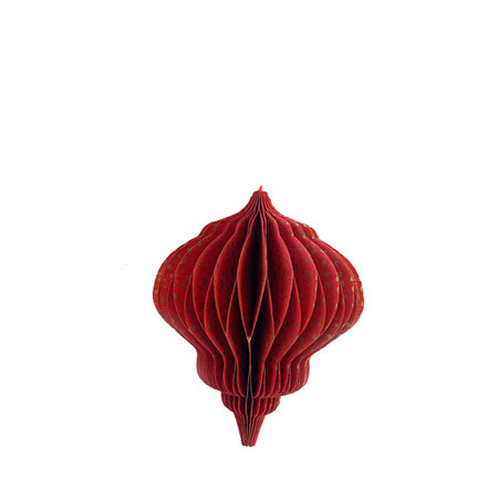 Kerstbal papier rood M set van 2
