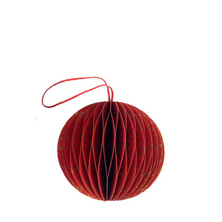 Kerstbal papier rood set van 2