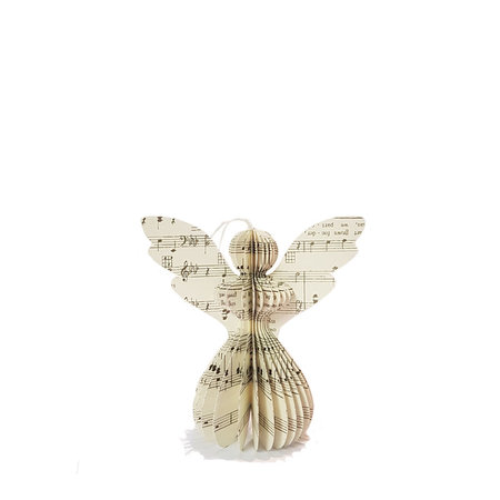 Kerstengel papier muziek 12,5 cm