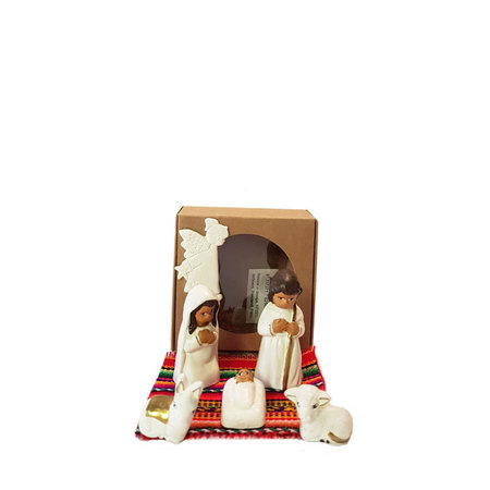 Kerstgroep wit in bruin doosje
