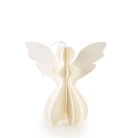 Kerstengel wit papier 18 cm