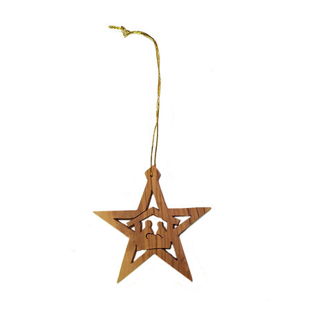 Kersthanger olijfhout kerstster