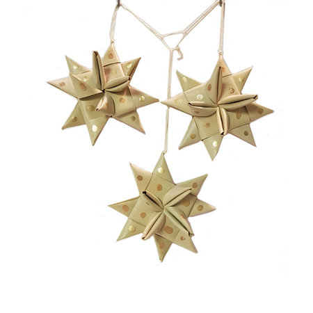 Kerstster palmblad naturel goud