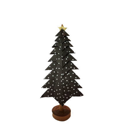 Kerstboom papier zwart gespikkeld
