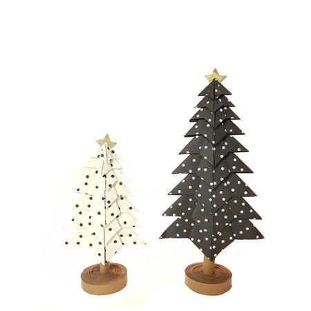 Kerstboom papier zwart gespikkeld
