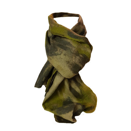 Sjaal gevilt op chiffon groen zwart
