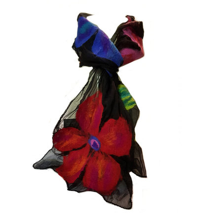 Sjaal gekleurde bloemen op chiffon