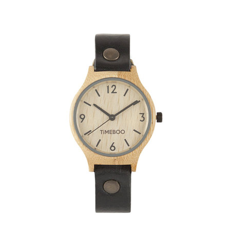Horloge bamboe zwart M