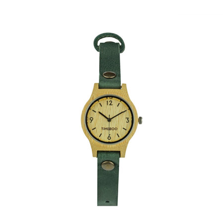 Horloge bamboe forest green S