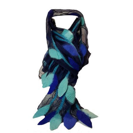Sjaal blaadjes blauwtinten