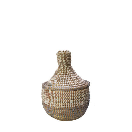 Mandje riet S zilver wit