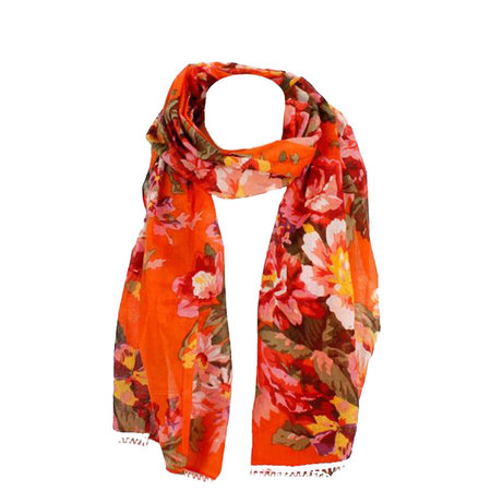 Sjaal katoen bloemen oranje
