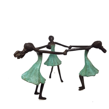 Dansende vrouwen groene jurk golvend