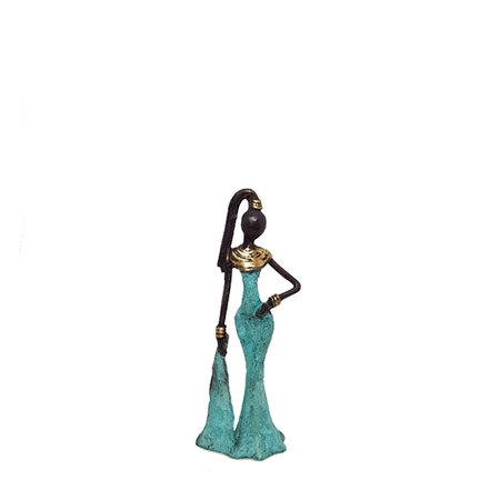 Vrouw blauwgroene jurk sleep (7)